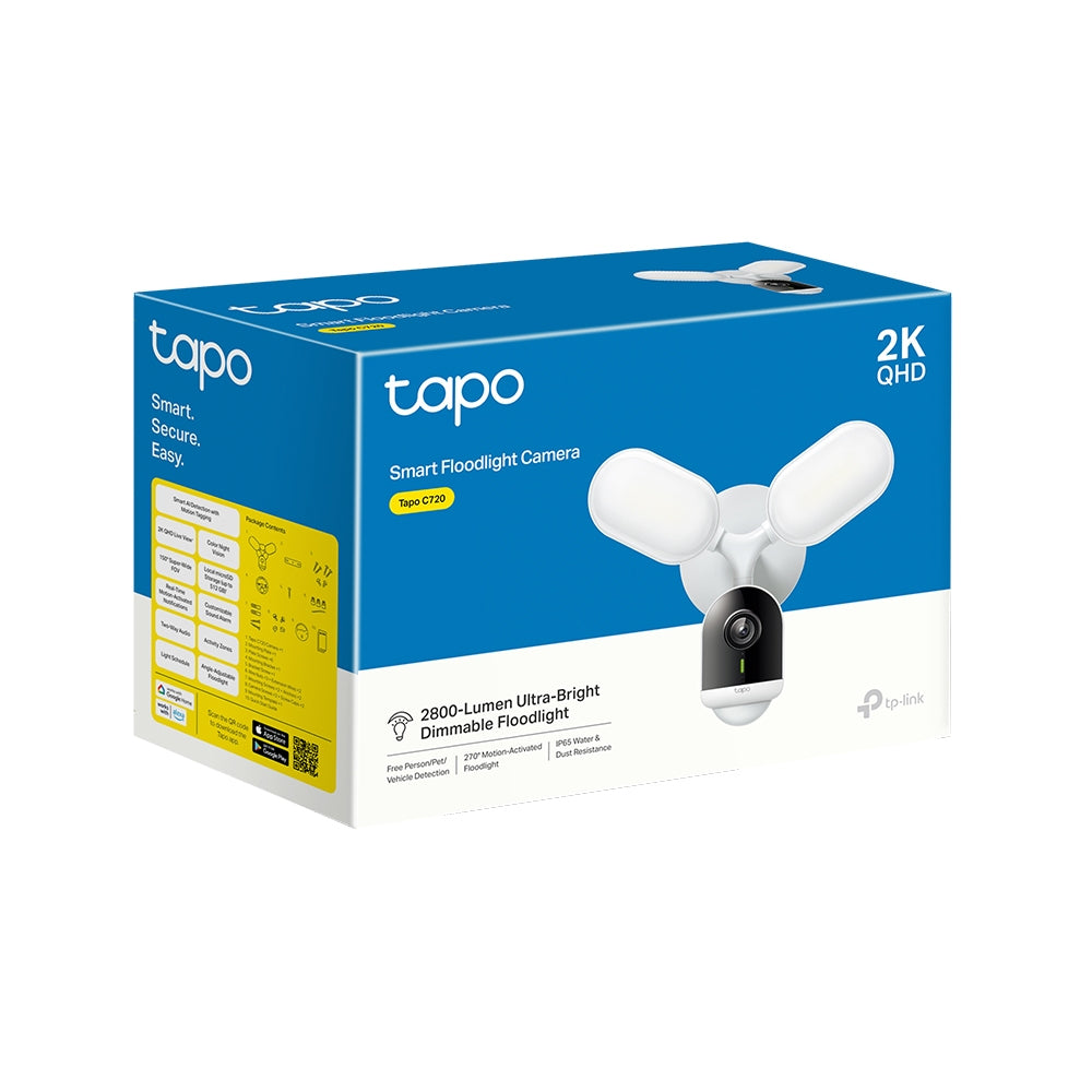 TP-Link Tapo C720 Smart Ultra-Bright Floodlight WiFi Camera | 2K QHD, Smart AI Detection, Wireless | IP65 Dust & Water Resistant TP-Link Tapo C720 Smart Ultra-Bright Floodlight WiFi Camera | 2K QHD, Smart AI Detection, Wireless | IP65 Dust & Water Resistant